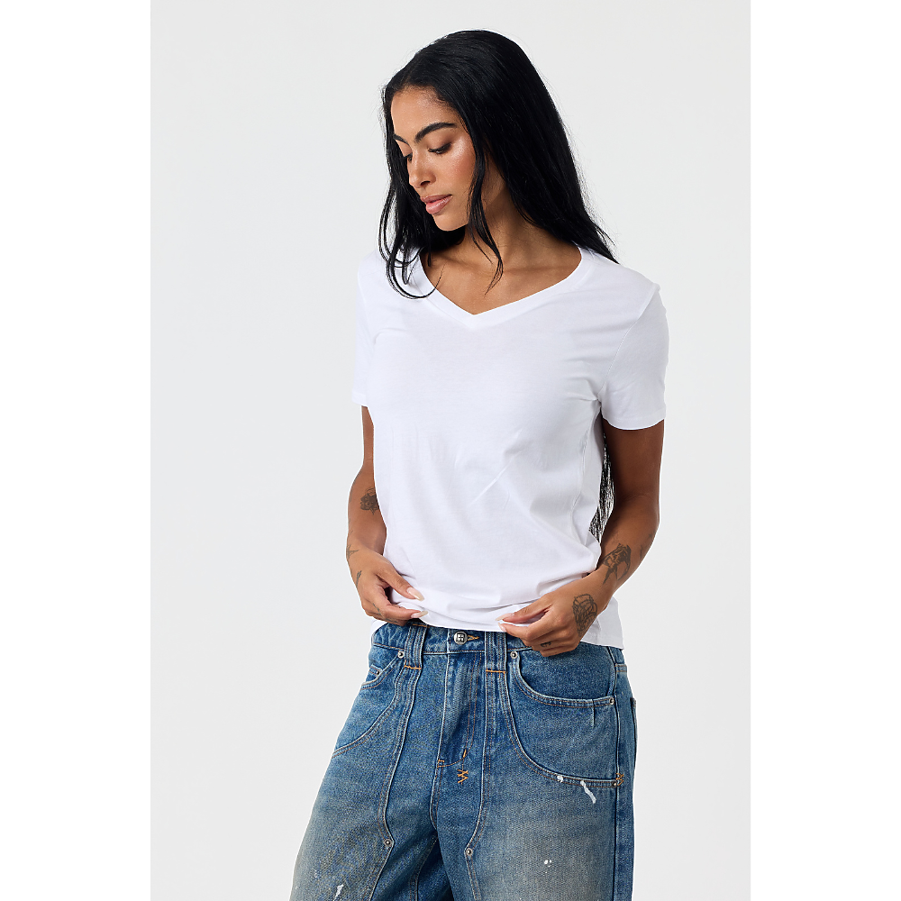 WOMEN'S ESSENTIAL V-NECK TEE (4.3oz.)-DTF