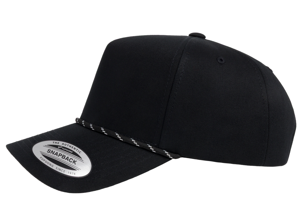 YP Classics® Retro Cotton Blend 5-Panel Snapback Cap with Braided Rope-DTF PRINTING