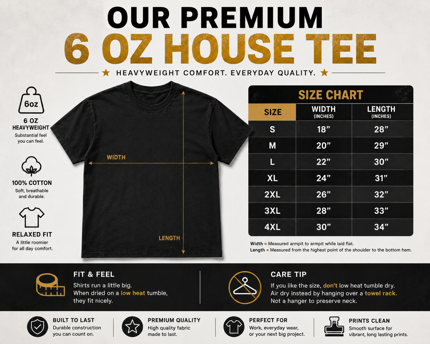 Premium (Black) House Brand Tee (6 oz. Cotton ) DTG