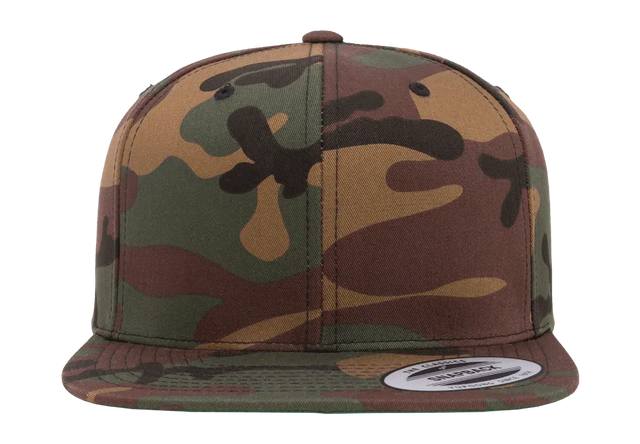YP Classics® premium snapback camo cap-DTF PRINTING