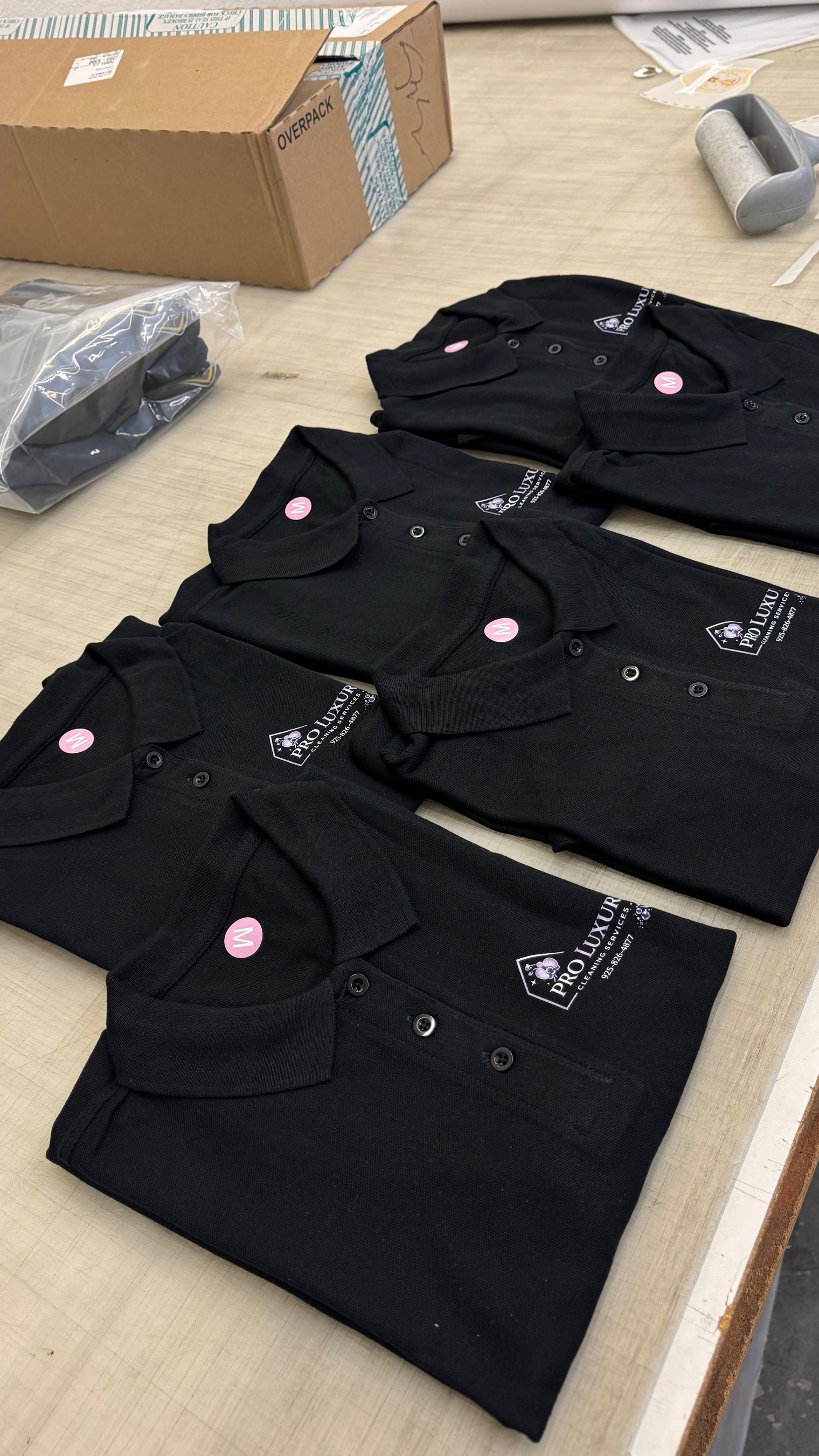 (4pk) Women’s DTF Printed Black POLO