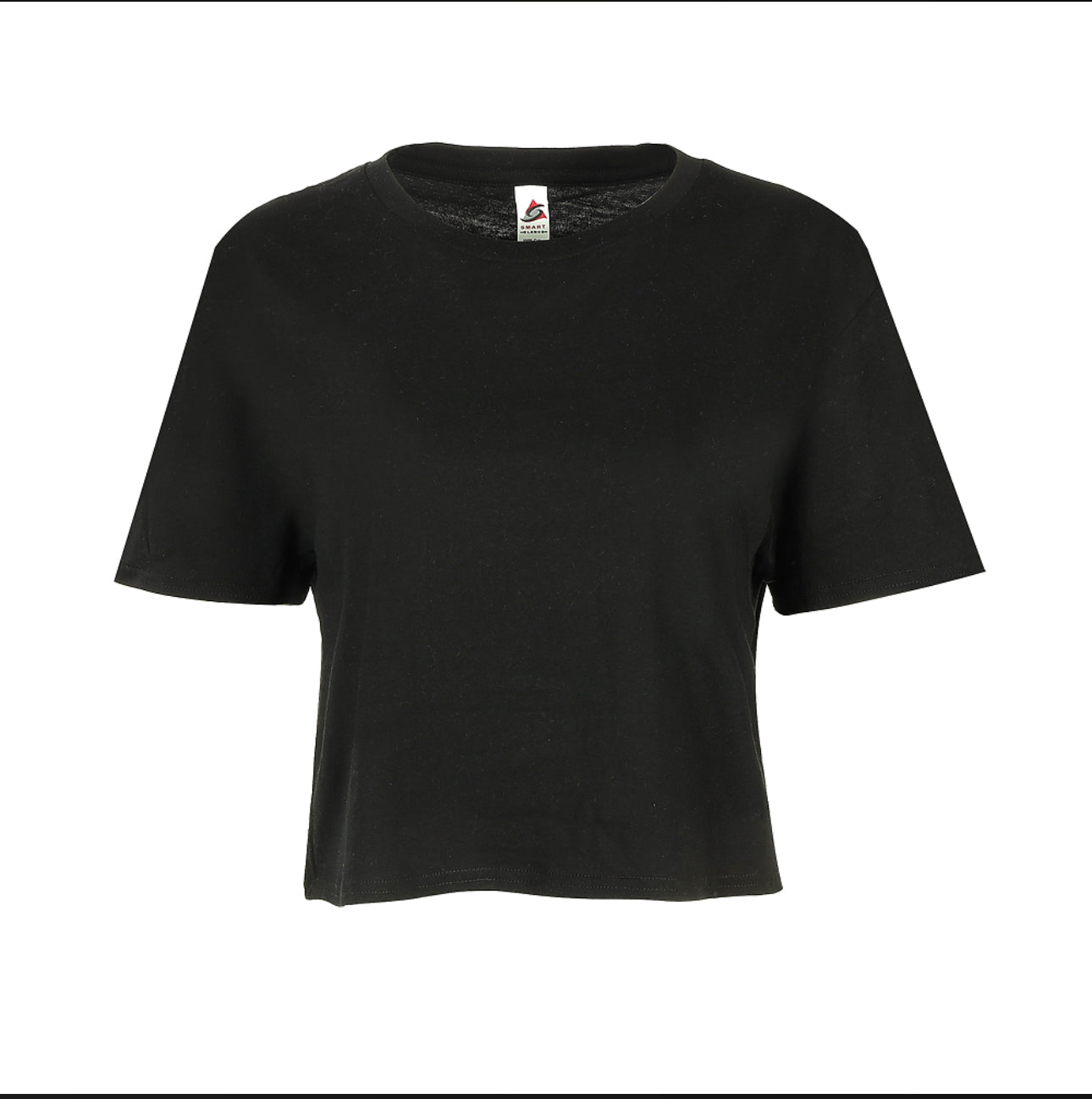 (NO MINIMUM) RELAXED FIT CROPPED TEE (Black) (Women’s)DTF PRINT
