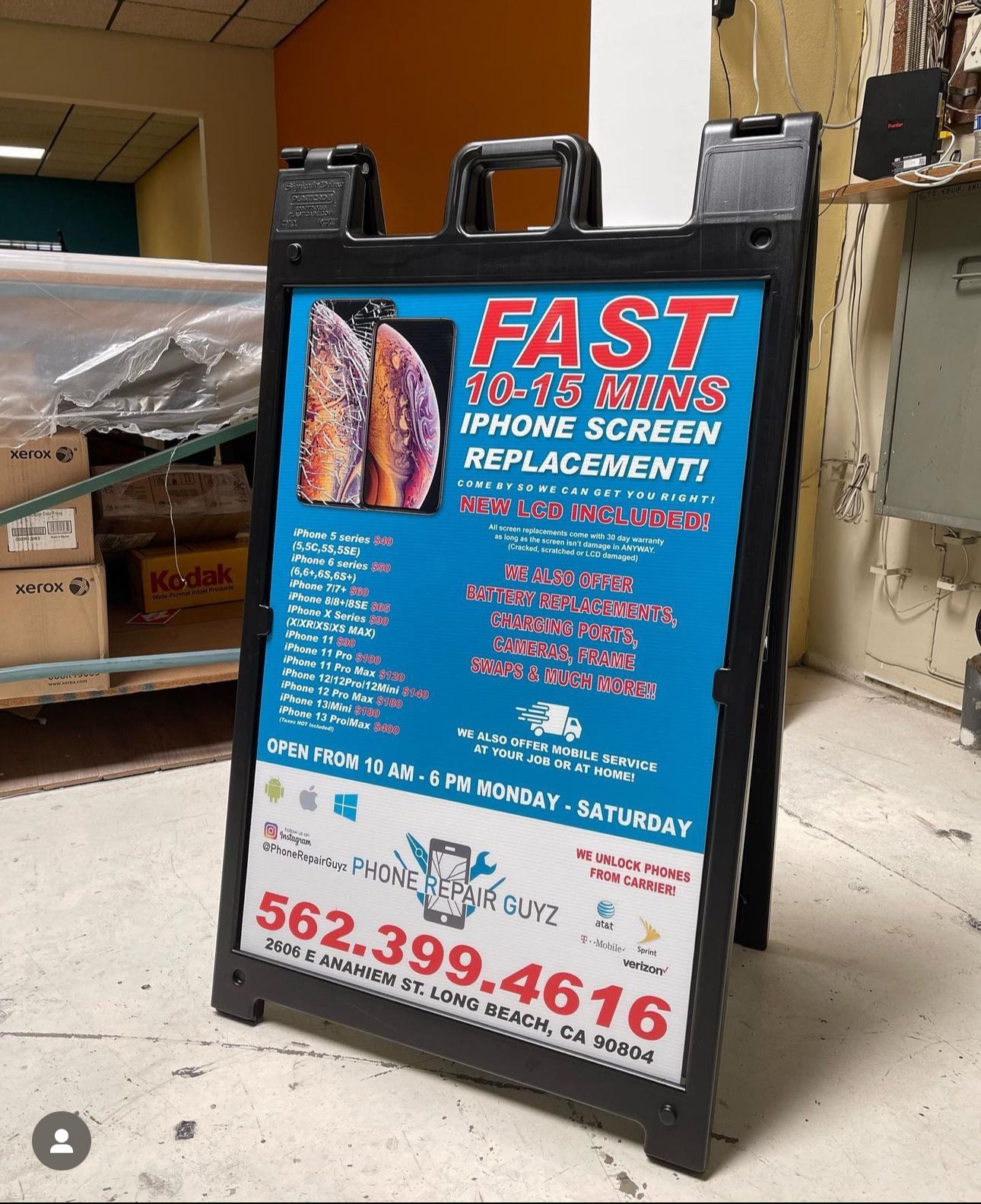 Heavy Duty A-FRAME w/prints included