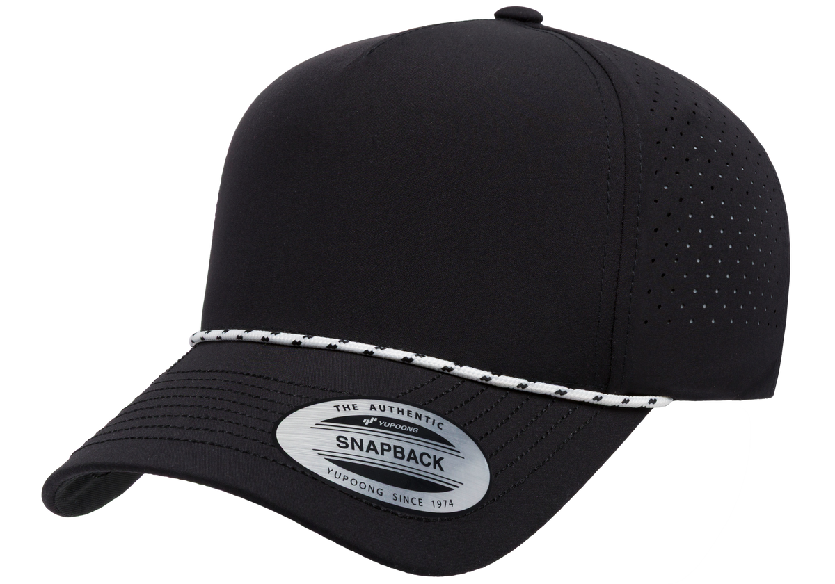YP Classics® 5-Panel Snapback Cap with Perforations and Braided Rope front