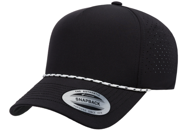 YP Classics® 5-Panel Snapback Cap with Perforations and Braided Rope front