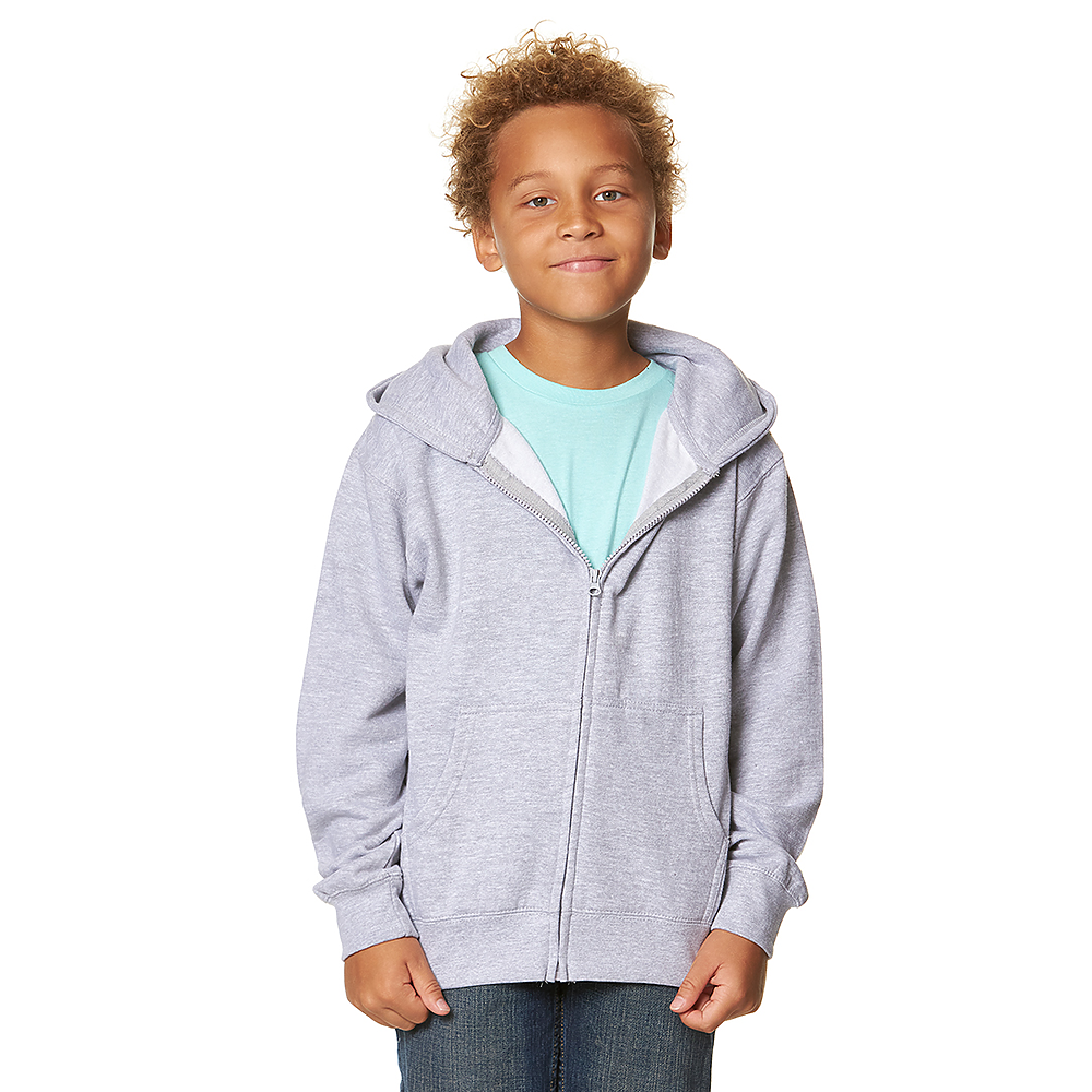 302 Youth Essential Zip-Up Hoodie Heather Grey