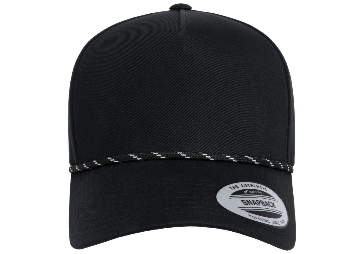 YP Classics® Retro Cotton Blend 5-Panel Snapback Cap with Braided Rope-DTF PRINTING