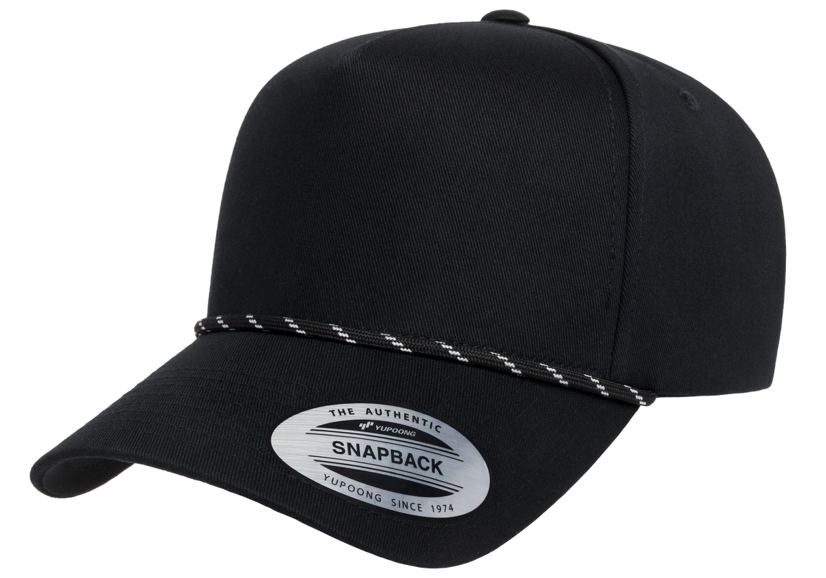 YP Classics® Retro Cotton Blend 5-Panel Snapback Cap with Braided Rope-DTF PRINTING
