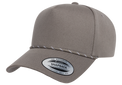 YP Classics® Retro Cotton Blend 5-Panel Snapback Cap with Braided Rope front