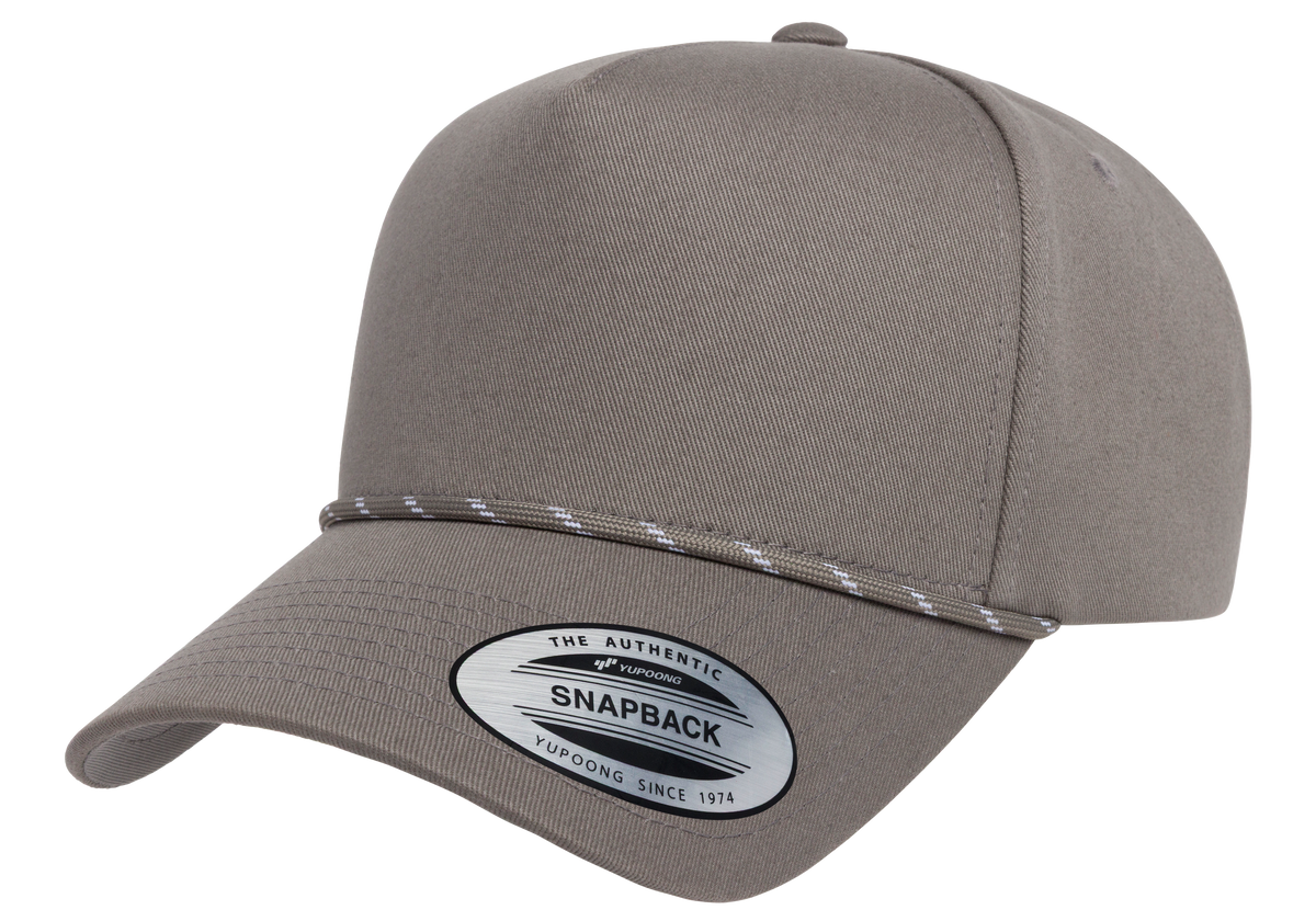 YP Classics® Retro Cotton Blend 5-Panel Snapback Cap with Braided Rope front