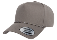 YP Classics® Retro Cotton Blend 5-Panel Snapback Cap with Braided Rope front