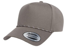 YP Classics® Retro Cotton Blend 5-Panel Snapback Cap with Braided Rope front