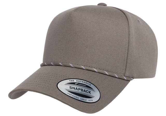 YP Classics® Retro Cotton Blend 5-Panel Snapback Cap with Braided Rope front