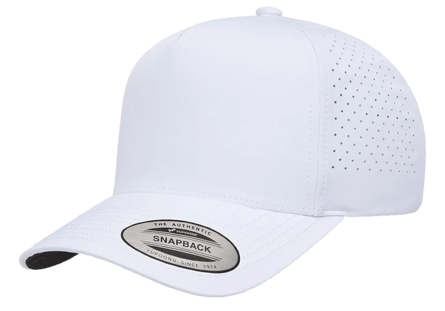 YP Classics® 5-panel snapback cap with perforation front