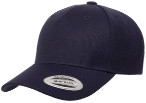 YP Classics® 5-panel premium curved visor snapback cap front