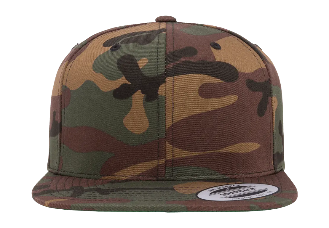 YP Classics® premium snapback camo cap-DTF PRINTING