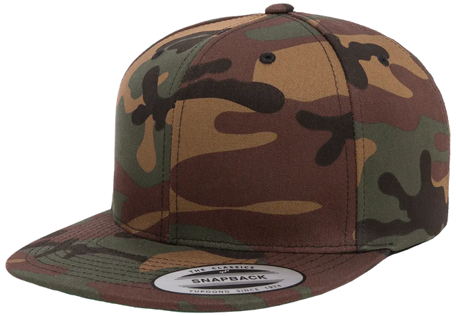 YP Classics® premium snapback camo cap front
