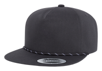YP Classics® Lightly Structured 5-Panel Snapback Cap with Braided Rope-DTF PRINTING