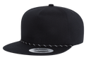 YP Classics® Lightly Structured 5-Panel Snapback Cap with Braided Rope front
