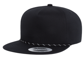 YP Classics® Lightly Structured 5-Panel Snapback Cap with Braided Rope front