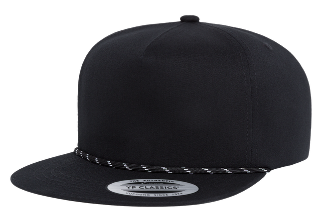 YP Classics® Lightly Structured 5-Panel Snapback Cap with Braided Rope front