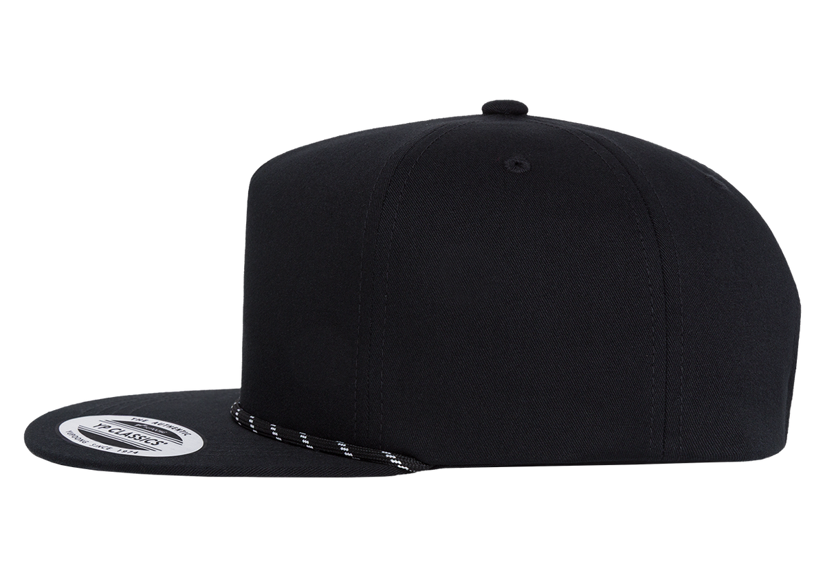YP Classics® Lightly Structured 5-Panel Snapback Cap with Braided Rope-DTF PRINTING