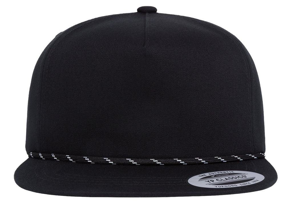 YP Classics® Lightly Structured 5-Panel Snapback Cap with Braided Rope-DTF PRINTING