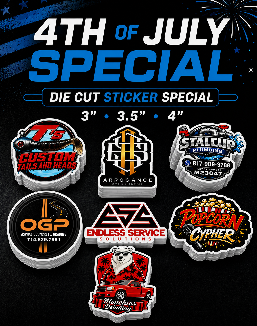 4th of July Die Cut Sticker Special!
