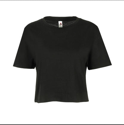 RELAXED FIT CROPPED TEE (Black) (Women’s)DTF PRINT