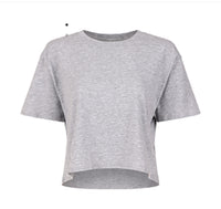 (NO MINIMUM) RELAXED FIT CROPPED TEE (Black) (Women’s)DTF PRINT
