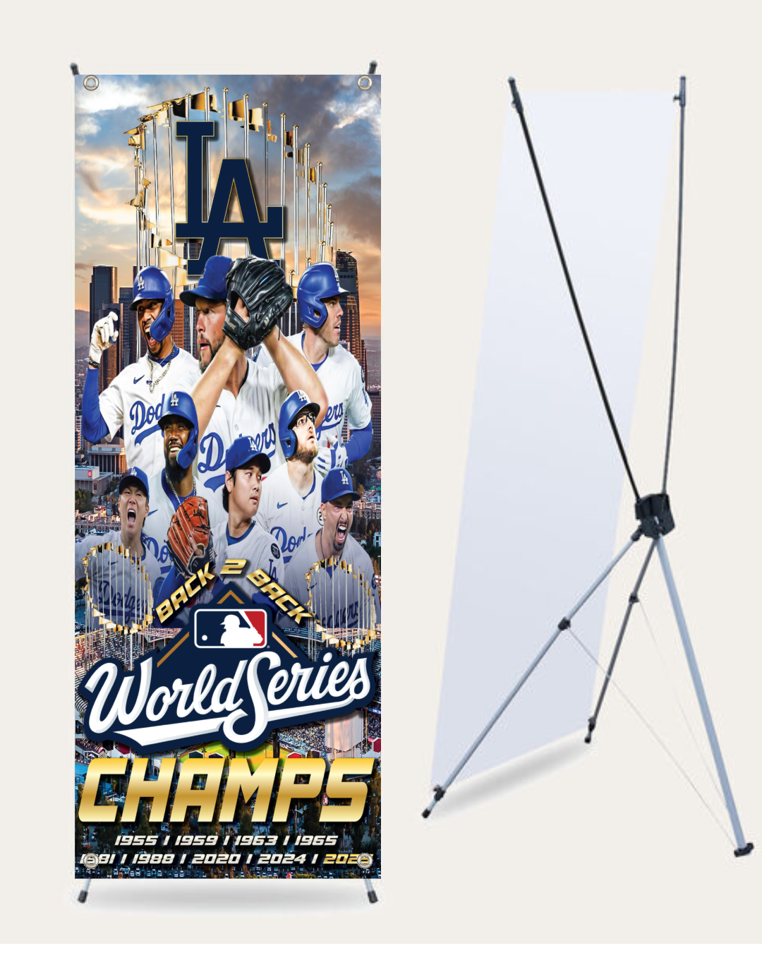 2025 World Series Champ Banner w/ stand (24”x63”)